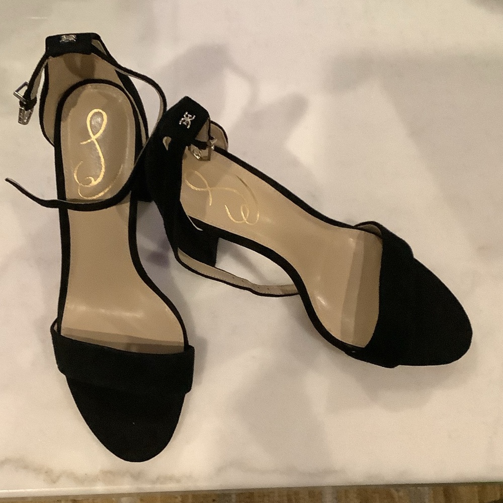 Sam Edelman Black Suede Ankle Strap Heels